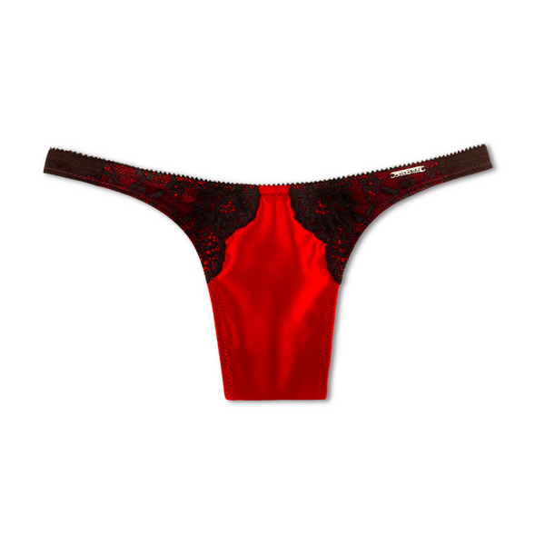 Carmen Liu Devotion Satin Thong Red Thorn
