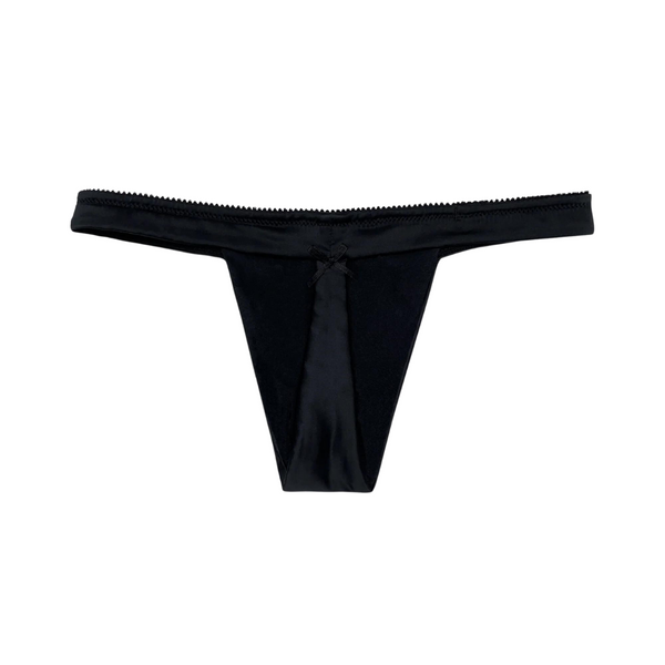 Carmen Liu Cute Satin Thong Boldly Black