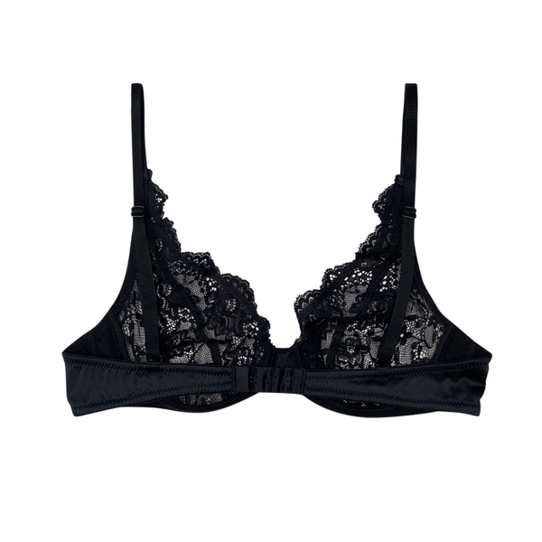 Carmen Liu Satin and Lace Bra Boldly Black