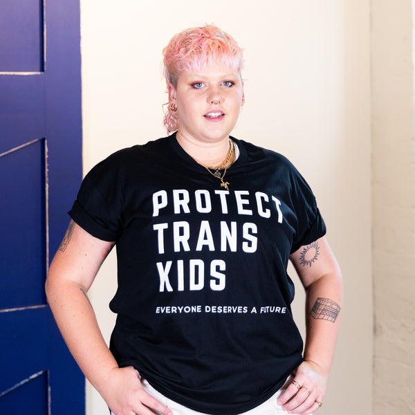 SDH 'Protect Trans Kids' T-Shirt Femme Cut - Black