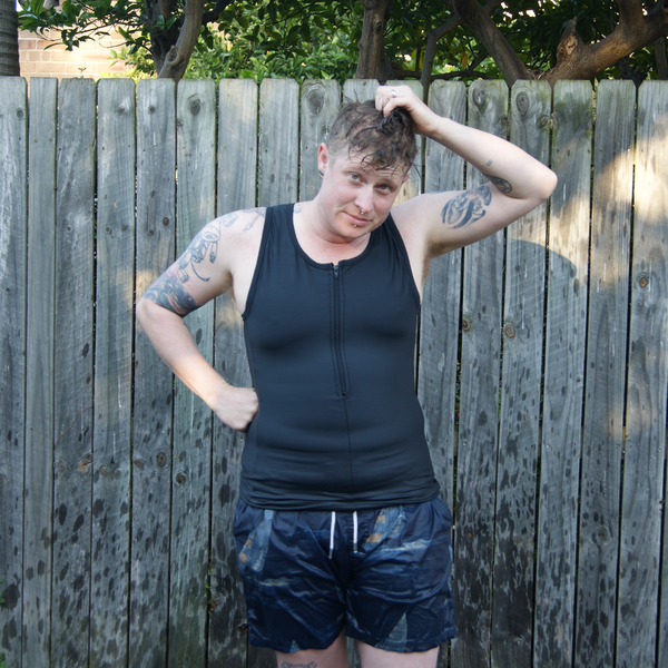 Underworks Sleeveless Compression Swim Top - Sock Drawer Heroes | For the Trans & Gender Variant Community